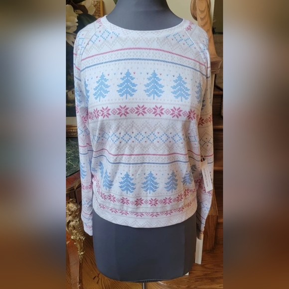 SOL ANGELES SOFT LONG SLEEVE LOUNGE TOP CREAM RED BLUE L - Picture 8 of 8